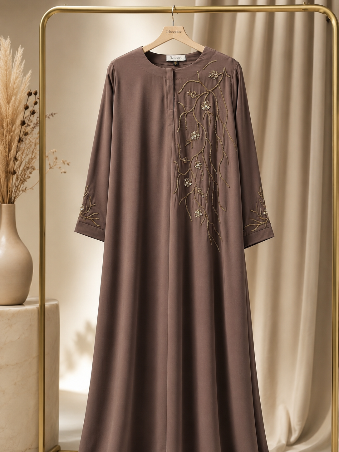 Rukhsar Gold Cord Abaya